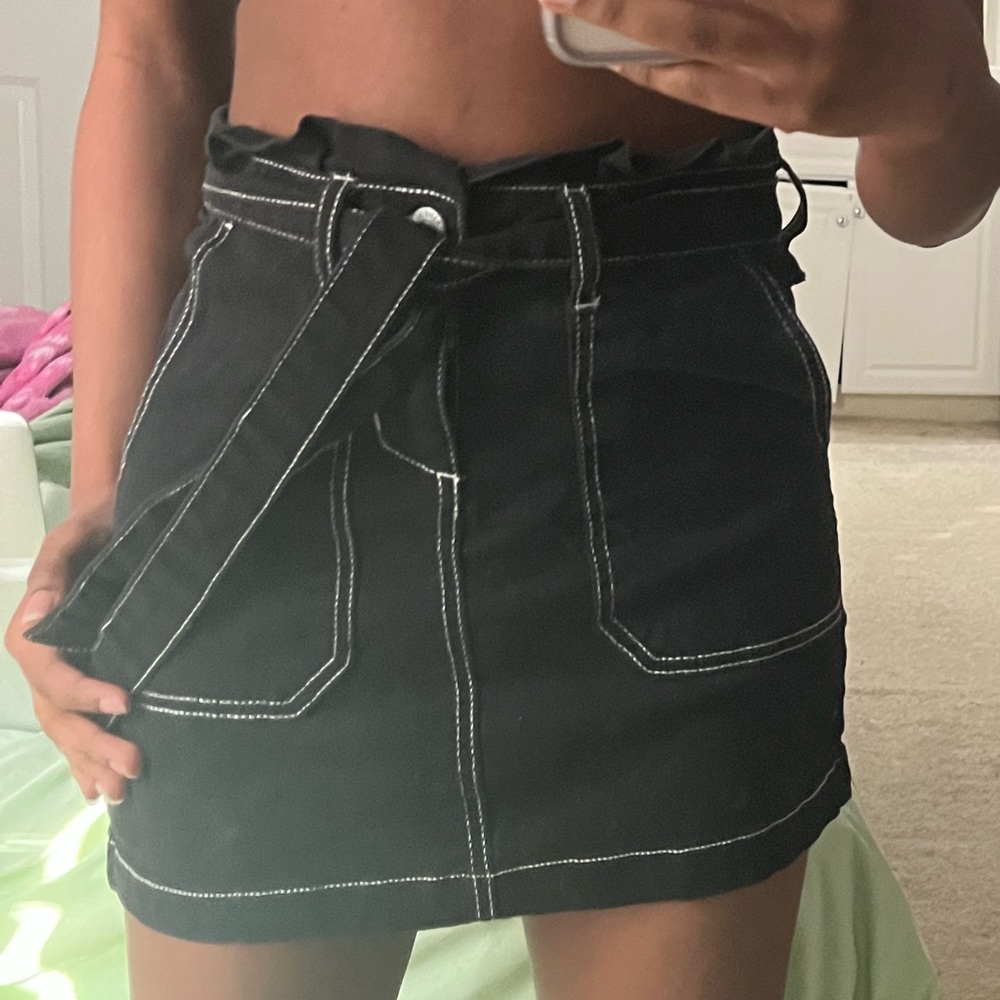 Black denim skirt